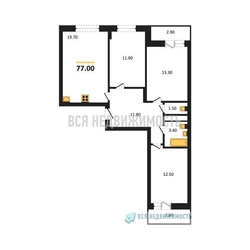 3-комнатная квартира, 77кв.м 3-комнатная квартира, 77кв.м - изображение 1