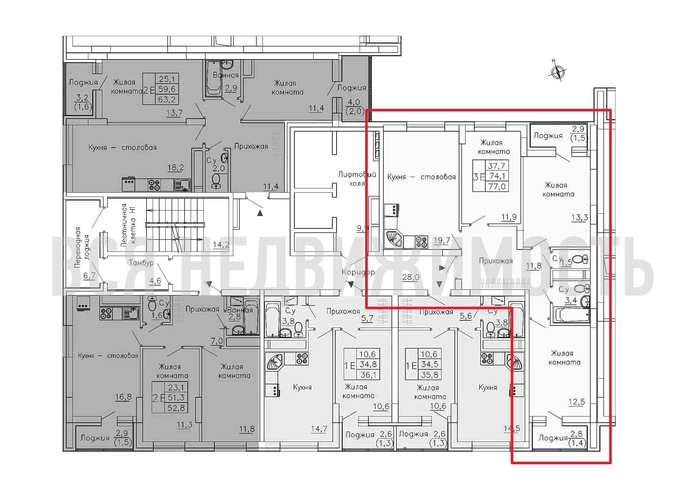 3-комнатная квартира, 77кв.м - изображение 1