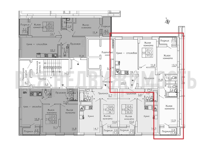 3-комнатная квартира, 77кв.м - изображение 1