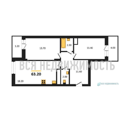 2-комнатная квартира, 63.2кв.м - изображение 1