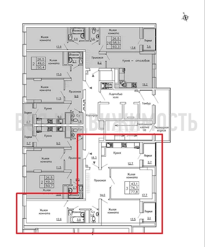 3-комнатная квартира, 77.8кв.м - изображение 1