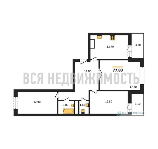 3-комнатная квартира, 77.8кв.м - изображение 0