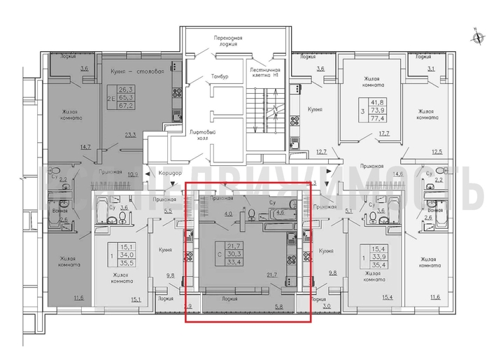 квартира-студия, 33,4кв.м. - изображение 1