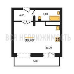 квартира-студия, 33,4кв.м. квартира-студия, 33,4кв.м. - изображение 1