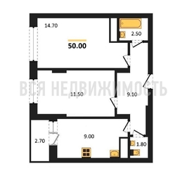 2-комнатная квартира, 50кв.м 2-комнатная квартира, 50кв.м - изображение 1
