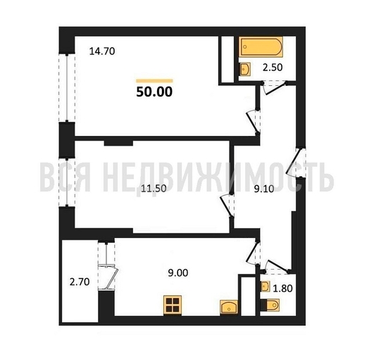 2-комнатная квартира, 50кв.м - изображение 0