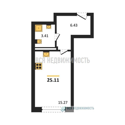 квартира-студия, 25,11кв.м. квартира-студия, 25,11кв.м. - изображение