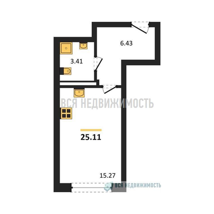 квартира-студия, 25,11кв.м. - изображение