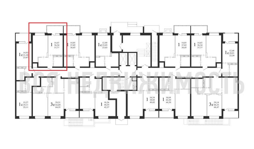 1-комнатная квартира, 37.77кв.м - изображение 1