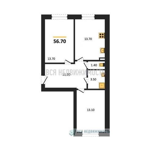 2-комнатная квартира, 56.7кв.м - изображение 0
