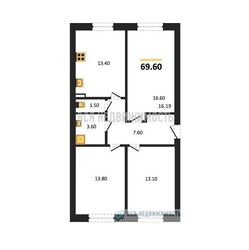 3-комнатная квартира, 69.6кв.м - изображение 1