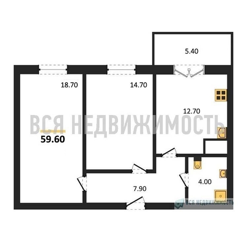 2-комнатная квартира, 59.6кв.м - изображение 0