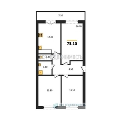 3-комнатная квартира, 73.1кв.м - изображение 1