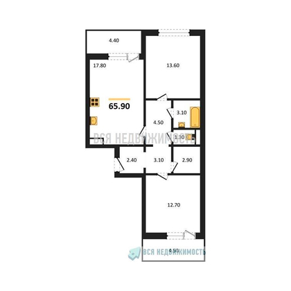 2-комнатная квартира, 65.9кв.м - изображение