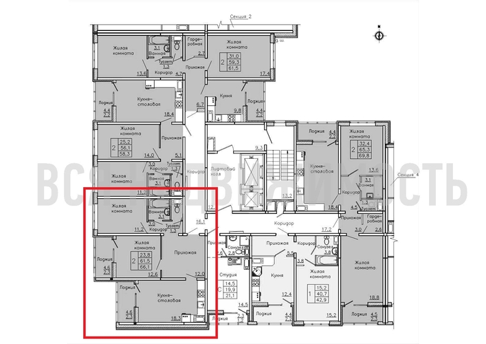 2-комнатная квартира, 66.1кв.м - изображение 1