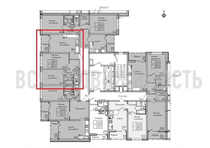 2-комнатная квартира, 58.3кв.м - изображение 1