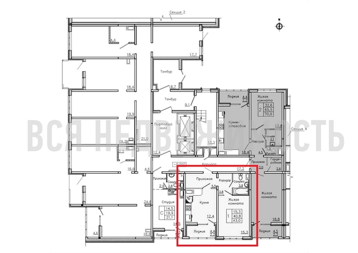 1-комнатная квартира, 43кв.м - изображение 1