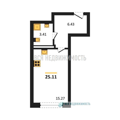 квартира-студия, 25,11кв.м. - изображение