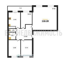 4-комнатная квартира, 110.2кв.м 4-комнатная квартира, 110.2кв.м - изображение 1