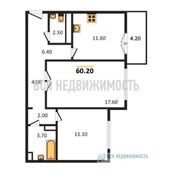 2-комнатная квартира, 60.2кв.м 2-комнатная квартира, 60.2кв.м - изображение 1