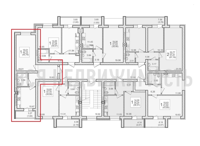 1-комнатная квартира, 45.79кв.м - изображение 1