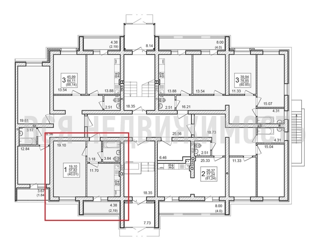 1-комнатная квартира, 40.01кв.м - изображение 1