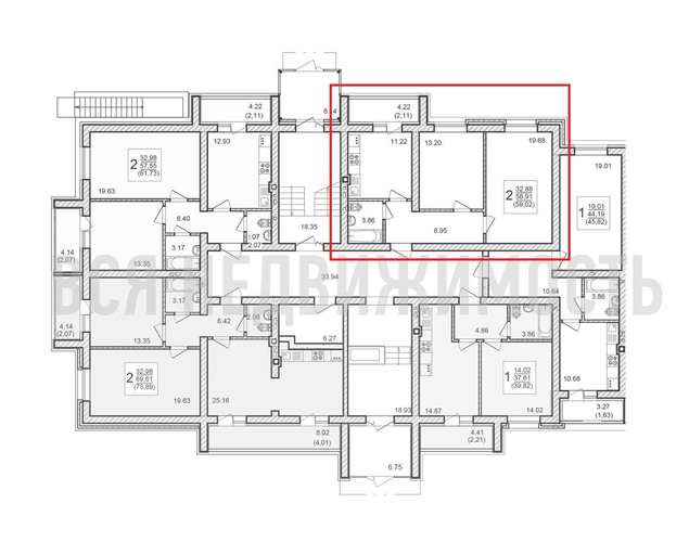 2-комнатная квартира, 59.02кв.м - изображение 1