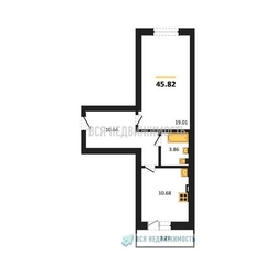 1-комнатная квартира, 45.82кв.м - изображение 1