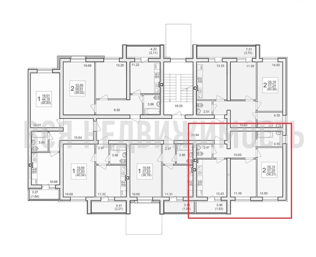 2-комнатная квартира, 59.21кв.м - изображение 1