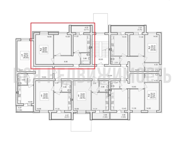 2-комнатная квартира, 59.02кв.м - изображение 1