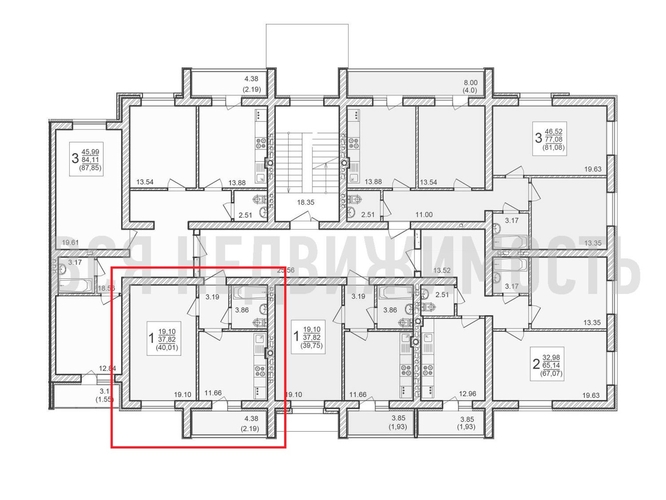 1-комнатная квартира, 40.01кв.м - изображение 1