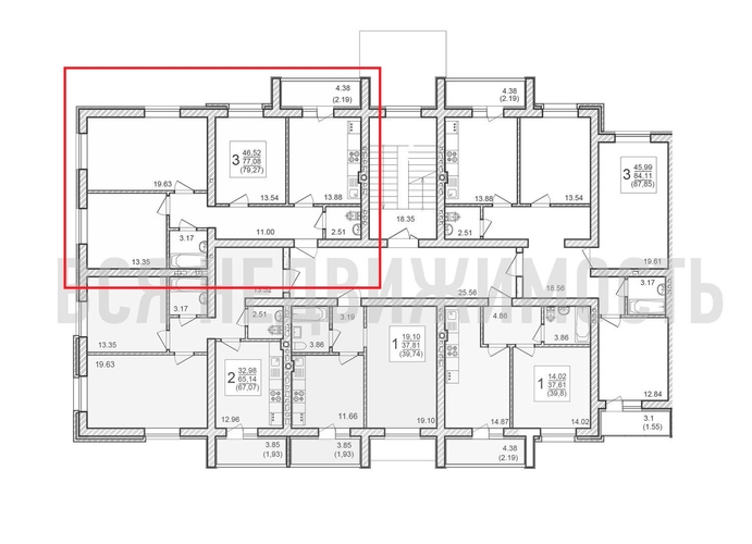 3-комнатная квартира, 79.27кв.м - изображение 1