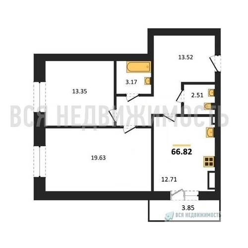 2-комнатная квартира, 66.82кв.м - изображение 0