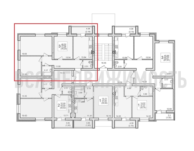 3-комнатная квартира, 79.23кв.м - изображение 1