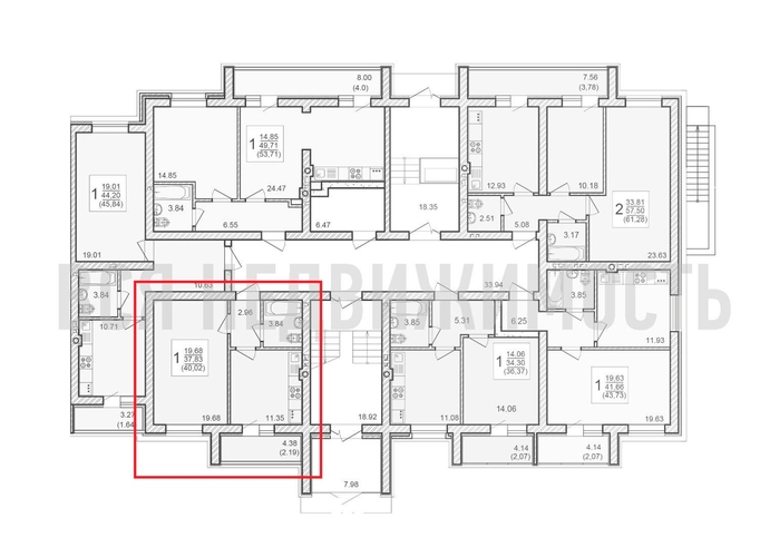 1-комнатная квартира, 40.02кв.м - изображение 1