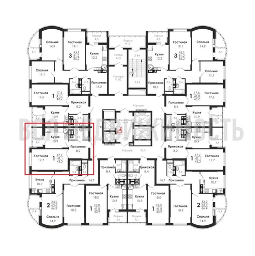 1-комнатная квартира, 43.3кв.м - изображение 1