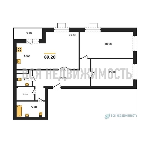 2-комнатная квартира, 89.2кв.м - изображение 0