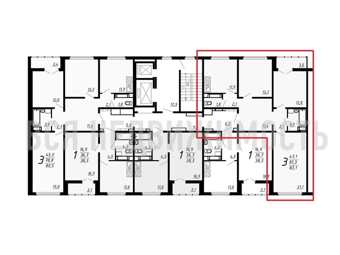 3-комнатная квартира, 83.1кв.м - изображение 1