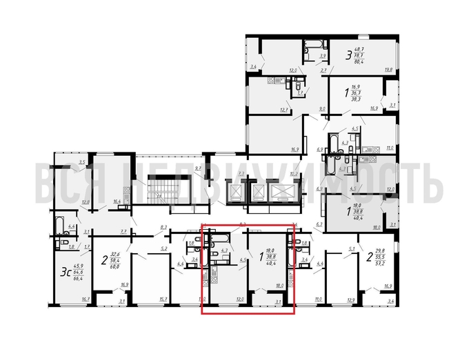 1-комнатная квартира, 40.4кв.м - изображение 1