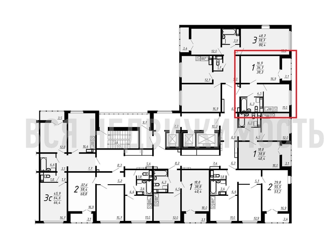 1-комнатная квартира, 38.3кв.м - изображение 1