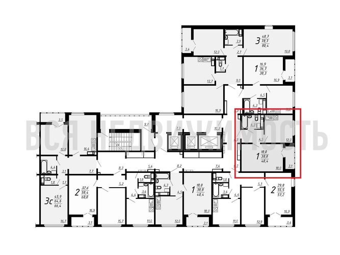 1-комнатная квартира, 40.4кв.м - изображение 1