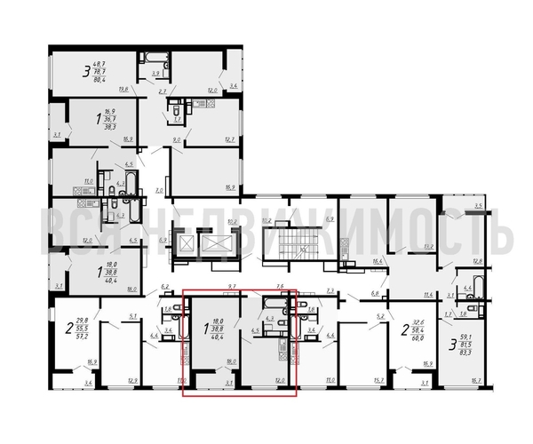 1-комнатная квартира, 40.4кв.м - изображение 1