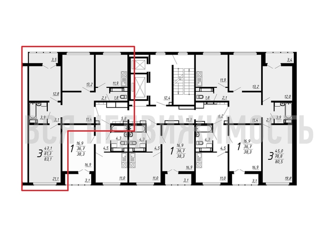 3-комнатная квартира, 83.1кв.м - изображение 1