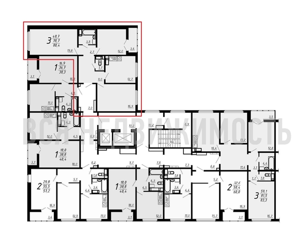 3-комнатная квартира, 80.4кв.м - изображение 1