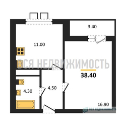 1-комнатная квартира, 38.4кв.м - изображение 1