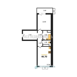 1-комнатная квартира, 46.7кв.м - изображение 1