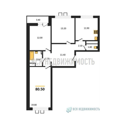 3-комнатная квартира, 80.5кв.м - изображение 1