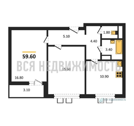 2-комнатная квартира, 59.6кв.м - изображение 1