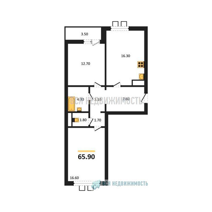 2-комнатная квартира, 65.9кв.м - изображение