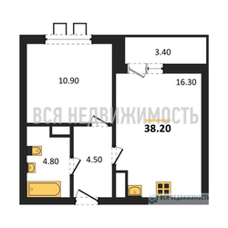 1-комнатная квартира, 38.2кв.м - изображение 1